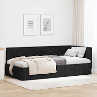 vidaXL Hörn Sängram med huvudgavel Svart 100 x 200 cm Sammet
