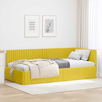 vidaXL Hörn Sängram med huvudgavel Gul 100 x 200 cm Sammet