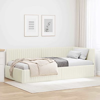 vidaXL Hörn Sängram med huvudgavel Kräm 100 x 200 cm Sammet