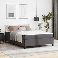 vidaXL Sängram med madrass med madrass Grå 160 x 200 cm Konstläder