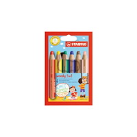 STABILO STABILO woody 3 in 1 - färgpenna - gul, brun, ultramarin, lila, STABILO-red, mörkröd (paket om 6)