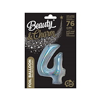 GODAN GoDan folieballong B_C Numeral4 holografisk silver CH-BHS4 4...