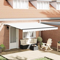 vidaXL Utfällbar markis med Vit 400 × 350 cm tyg