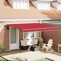 vidaXL Utfällbar markis med Röd 400 × 350 cm tyg