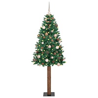 vidaXL Smal julgran med 300 LED-lampor Grön 210 cm PVC och solid furu