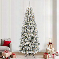 vidaXL Konstgjord julgran Vit 240 cm PVC, Plast, Stål och PE