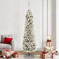 vidaXL Konstgjord julgran Vit 210 cm PVC och Metall och Plast