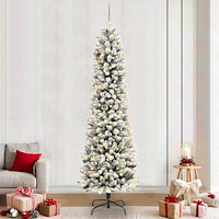 vidaXL Konstgjord julgran Vit 240 cm PVC och Metall och Plast