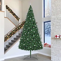 vidaXL Julgran med dekorativa strängljus Grön 400 cm PVC