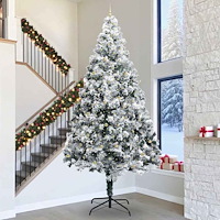 vidaXL Kunstgjord förbelyst julgran med bollar Grön 400 cm PVC