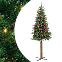 vidaXL Smal julgran med 300 LED-lampor Grön 210 cm PVC och solid furu
