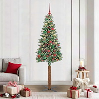 vidaXL Smal julgran med stativ Grön och Vit 210 cm PVC och solid furu