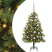 vidaXL Konstgjord gångjärnsjulgran med kottar Grön 150 cm