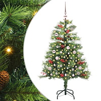vidaXL Konstgjord julgran med LED -remsljus Grön 150 cm PVC och metall