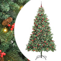 vidaXL Konstgjord julgran 300 LED-lampor Varmvit PVC och metall Grön