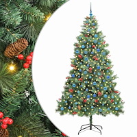vidaXL Konstgjord julgran 300 LED-lampor Varmvit PVC och metall Grön
