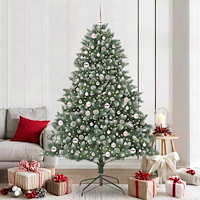 vidaXL Konstgjord julgran med 300 LED-lampor Grön 140 x 140 x 210 cm