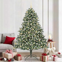 vidaXL Konstgjord julgran med 300 LED-lampor Grön 140 x 140 x 210 cm