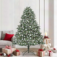 vidaXL Konstgjord julgran med 300 LED-lampor Grön 140 x 140 x 210 cm