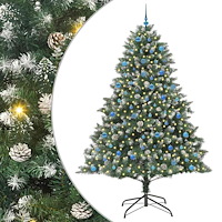 vidaXL Konstgjord julgran med 300 LED-lampor Grön 160 x 160 x 240 cm