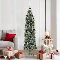 vidaXL Konstgjort smalt julträd med 300 LED-lampor Grön och vit 180 cm