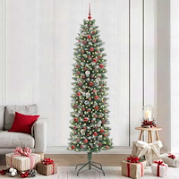 vidaXL Konstgjort smalt julträd med 300 LED-lampor Grön och vit 240 cm