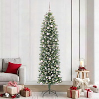 vidaXL Konstgjort smalt julträd med 300 LED-lampor Grön och vit 240 cm