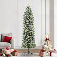 vidaXL Konstgjort smalt julträd med 300 LED-lampor Grön och vit 240 cm