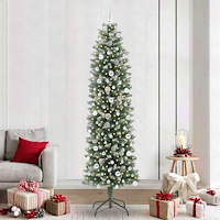vidaXL Konstgjort smalt julträd med 300 LED-lampor Grön och vit 240 cm
