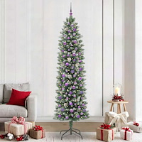 vidaXL Konstgjort smalt julträd med 300 LED-lampor Grön och vit 240 cm