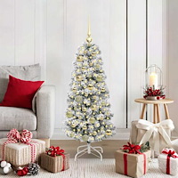 vidaXL Plast Hingad Julgran med LED -remsljus 120 cm PVC
