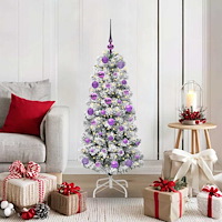 vidaXL Plast Hingad Julgran med LED -remsljus 120 cm PVC