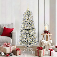 vidaXL Plast Hingad Julgran med LED -remsljus 150 cm PVC