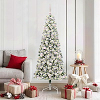 vidaXL Plast Hingad Julgran med 300 LED-lampor Grön och vit 180 cm