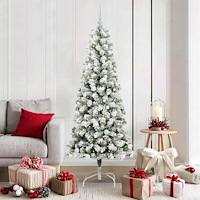 vidaXL Plast Hingad Julgran med LED -remsljus 180 cm PVC
