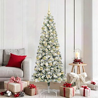 vidaXL Plast Hingad Julgran med LED -remsljus 180 cm PVC