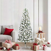 vidaXL Plast Hingad Julgran med 300 LED-lampor Grön och vit 180 cm