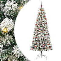 vidaXL Plast Hingad Julgran med LED -remsljus 210 cm PVC