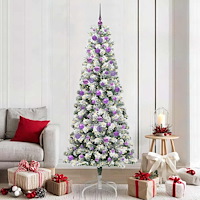 vidaXL Plast Hingad Julgran med LED -remsljus 210 cm PVC