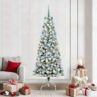 vidaXL Plast Hingad Julgran med LED -remsljus 210 cm PVC