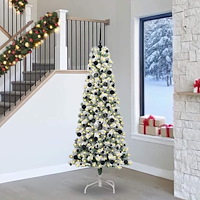 vidaXL Plast Hingad Julgran med LED -remsljus 240 cm PVC