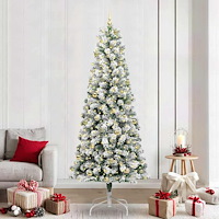 vidaXL Plast Hingad Julgran med LED -remsljus 240 cm PVC