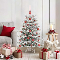 vidaXL Plast Hingad Julgran med LED -remsljus Vit 120 cm PE och PVC