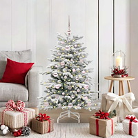 vidaXL Plast Hingad Julgran med LED -remsljus Vit 120 cm PE och PVC