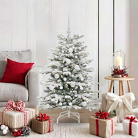 vidaXL Plast Hingad Julgran med LED -remsljus Vit 120 cm PE och PVC