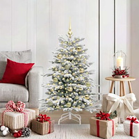vidaXL Plast Hingad Julgran med LED -remsljus Vit 120 cm PE och PVC