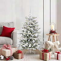 vidaXL Plast Hingad Julgran med LED -remsljus Vit 120 cm PE och PVC