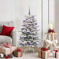 vidaXL Plast Hingad Julgran med LED -remsljus Vit 120 cm PE och PVC
