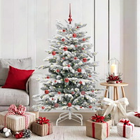 vidaXL Plast Hingad Julgran med LED -remsljus Vit 150 cm PE och PVC