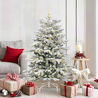 vidaXL Plast Hingad Julgran med LED -remsljus Vit 150 cm PE och PVC